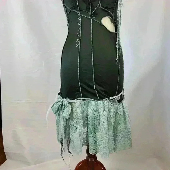 RARE Early 2000s WearyDrearies Slip Dress Trashed DIY Skater Upcycled OOAK S/M - Picture 7 of 8